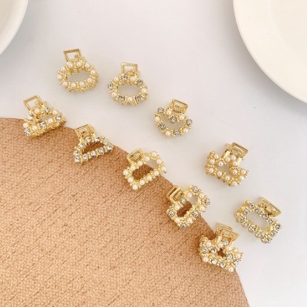 Jedai Mutiara Elegan Mini 2.5CM dan 3CM - Jepit Rambut Alloy Korea Mutiara Permata - Jepit Salon Logam Warna Emas