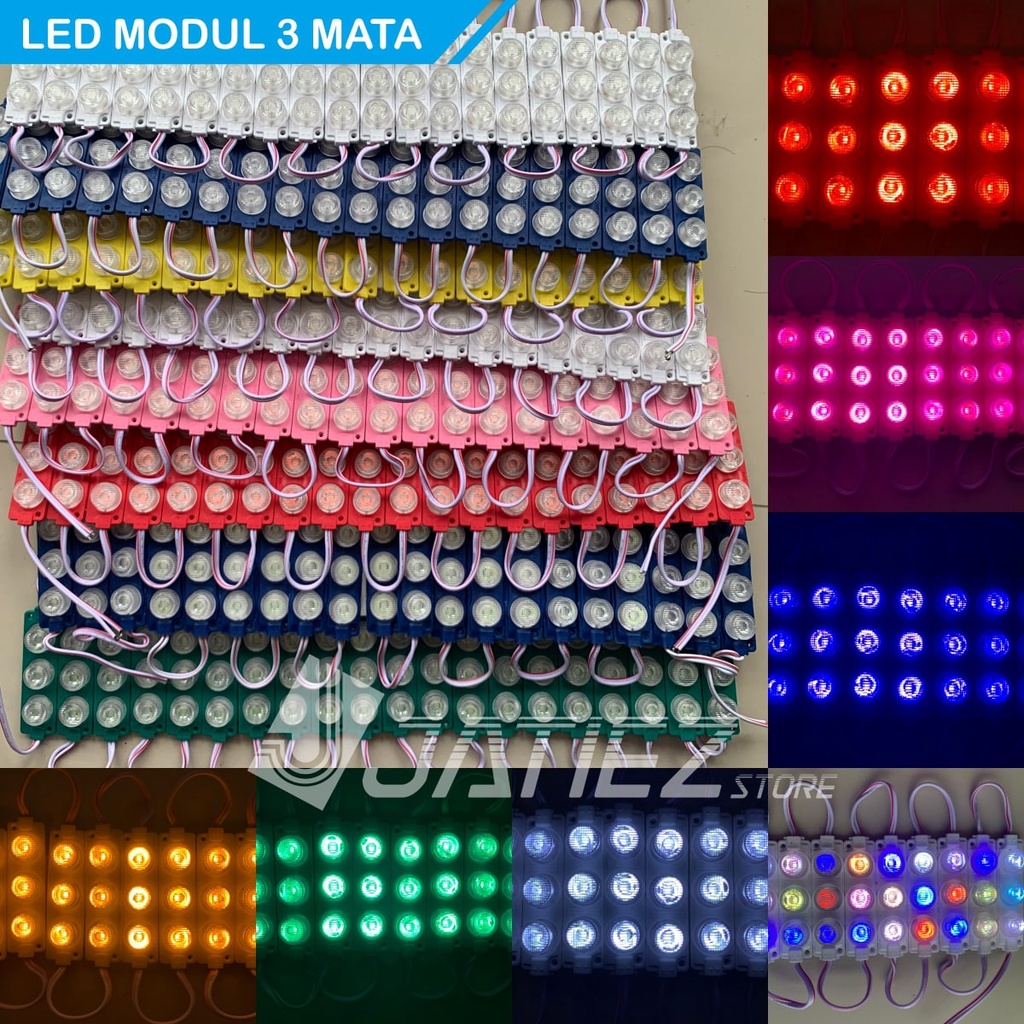 Lampu LED Modul 3 Mata Jumbo 12V  - LED 3 Mata Variasi Truk Samping Bak Kolong Mobil 12 Volt