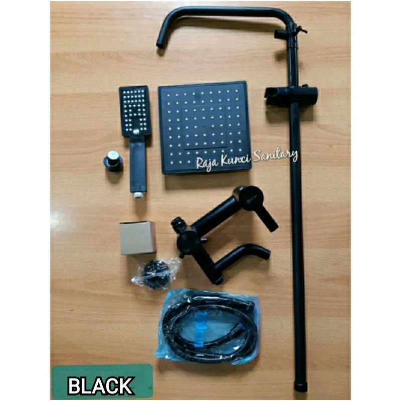 Shower Tiang Column/Shower Set Panas Dingin SUS 304 MATTE BLACK HITAM