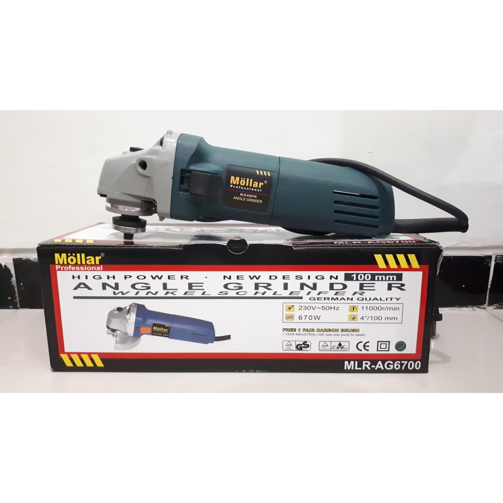 Mesin Gerinda Tangan Mollar MLR-AG6700 Angle Grinder MOLLAR 4&quot;