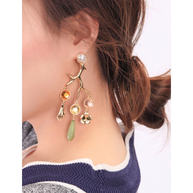 LRC Anting Tusuk Fashion Gold Flower Earrings F60218