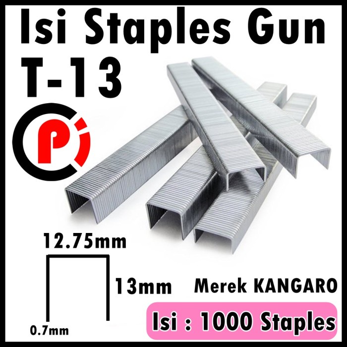 KANGARO Staples Stapler Tembak Gun Tacker T13 12.75 x 13mm isi 1000