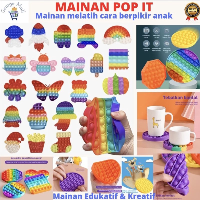 MAINAN POP IT RAINBOW MAINAN EDUKATIF PUSH POP POPIT POP IT FIDGET TOY