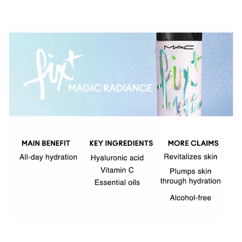 MAC Fix + Magic radiance All Day Hidrating Spray 100ml / Mac Prep + Prime Fix+ Setting Spray 100ml