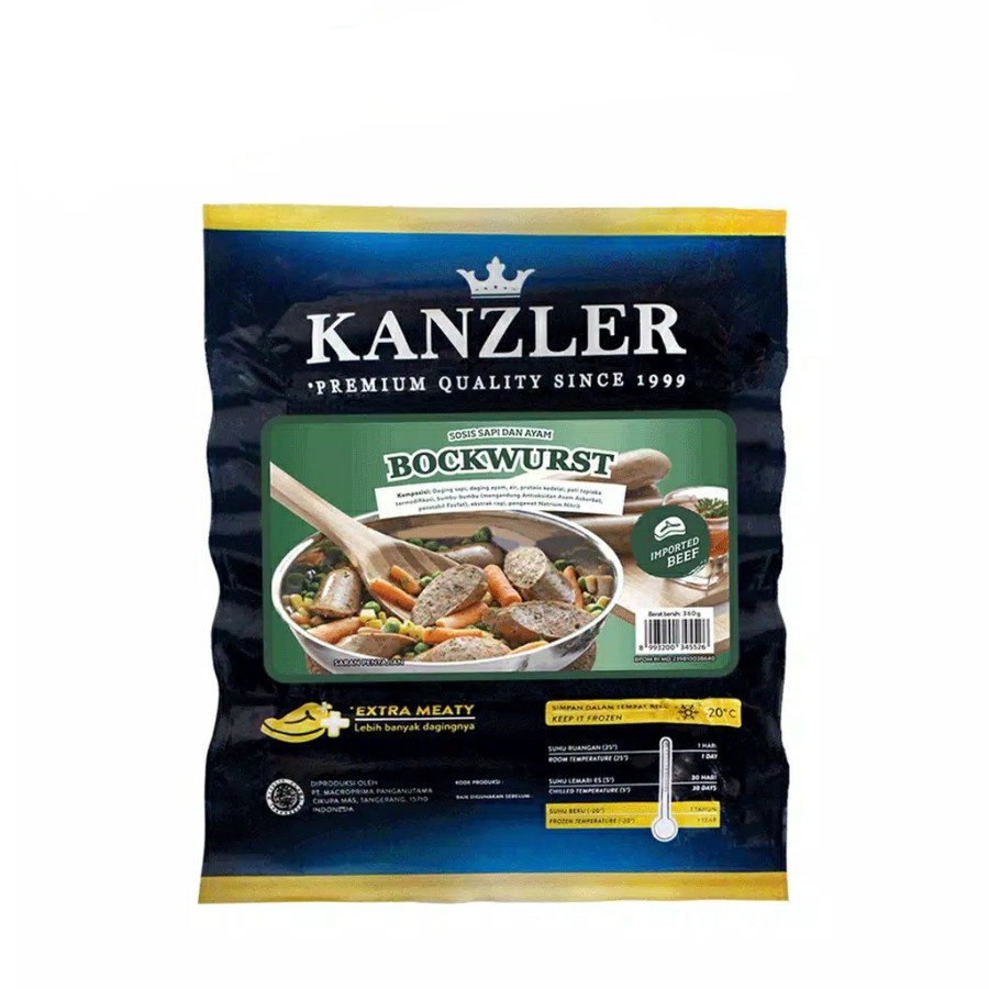 

Kanzler Sosis Sapi & Ayam Bockwurst Premium Halal Frozen 360gr