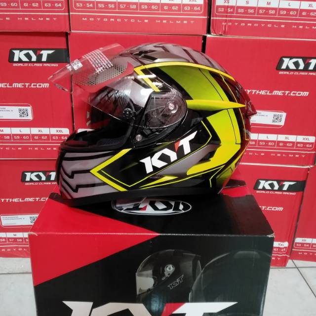 Helm KYT FALCON 2 ARMOUR BLK YELLOW FLUO
