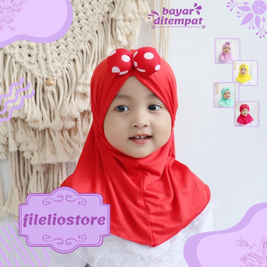 Jilbab Anak Bayi Perempuan Minie Polka / Hijab Anak Baby Lucu Murah / Kerudung Anak Bayi