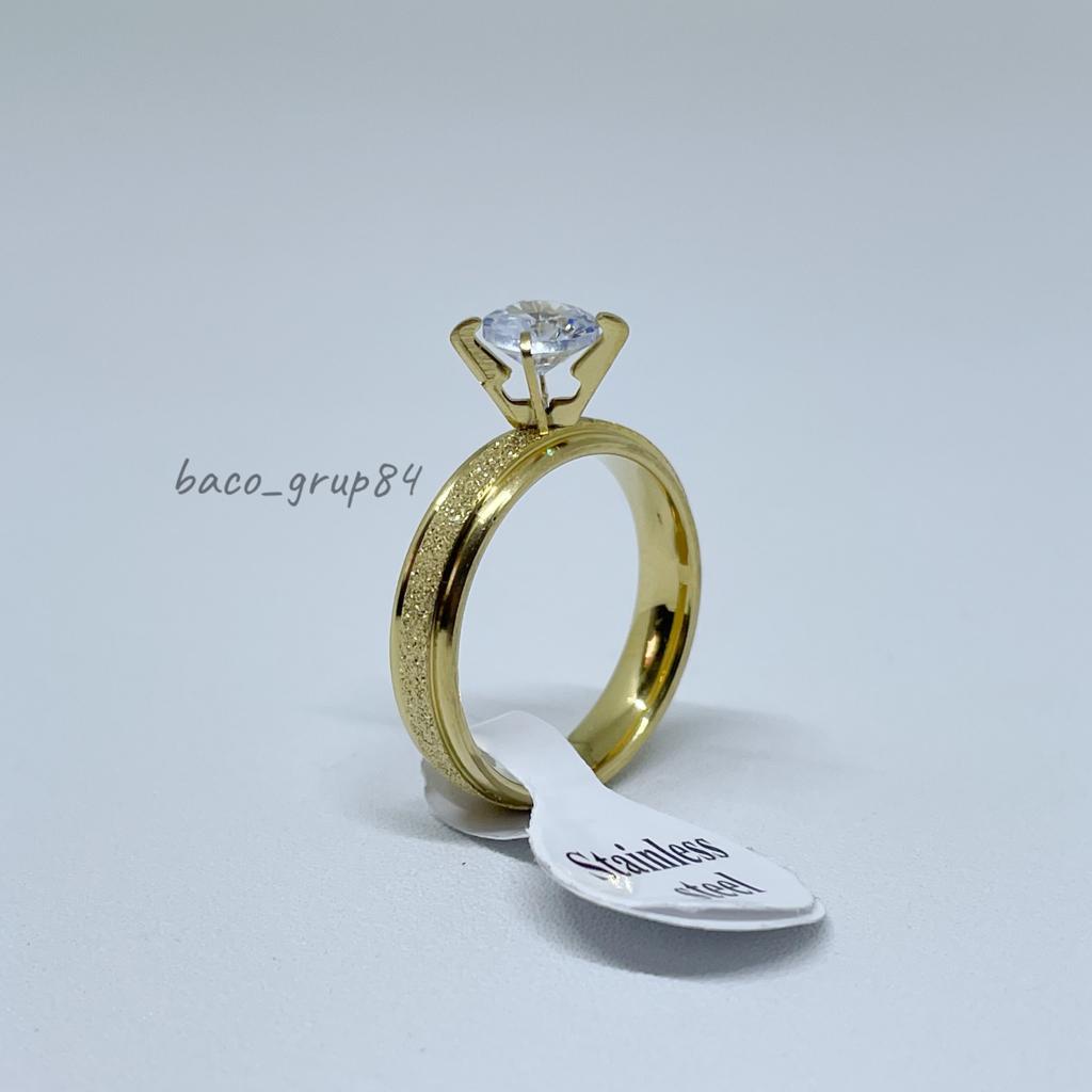 Cincin Titanium Gold Permata G14 Cincin Kawin Awet Lama Tidak Karatan Cincin Tunangan Gift