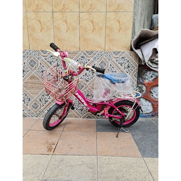 Sepeda Mini 12 Anak Keranjang Pasific Exotic Aviator Pink Bekas Rusak