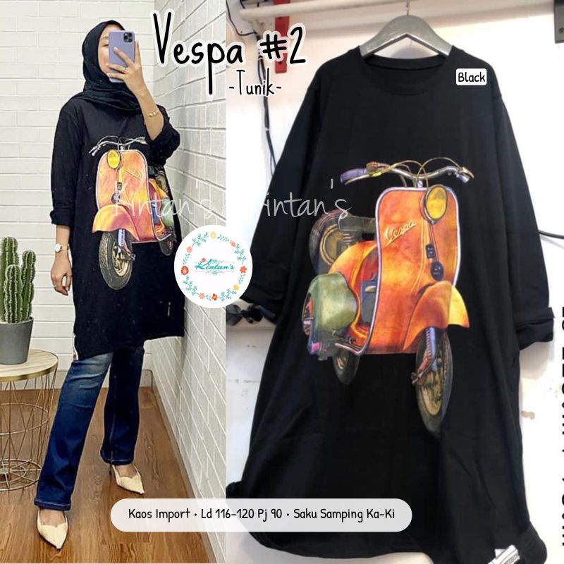 VESPA TUNIK BY KINTANS / OVERSIZE WANITA MUSLIMAH / Jumbo Midi ld120