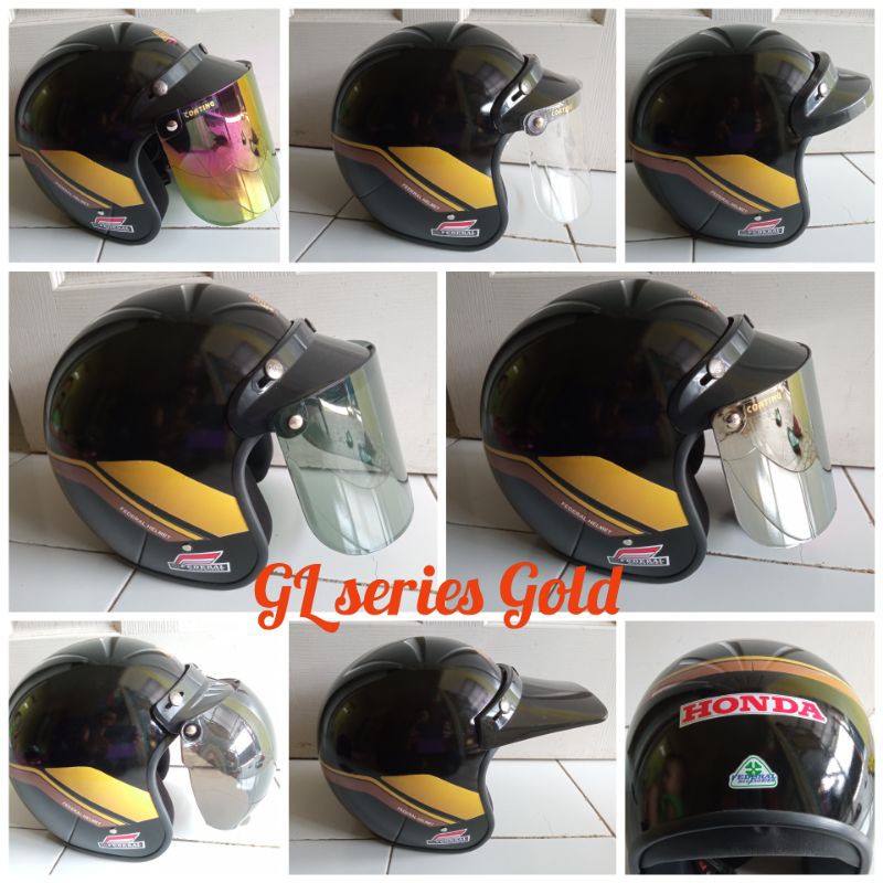 Helm GL Series Repro Hitam Free Packing Box (bisa COD)