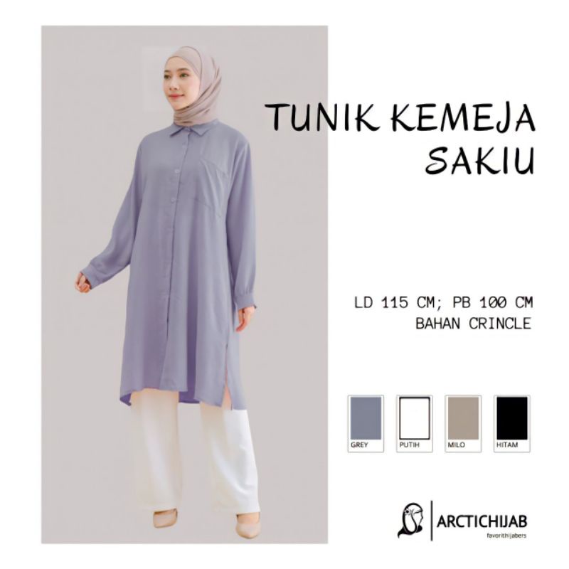 TUNIK KEMEJA SAKU | BAJU WANITA TUNIK SAKU DEPAN