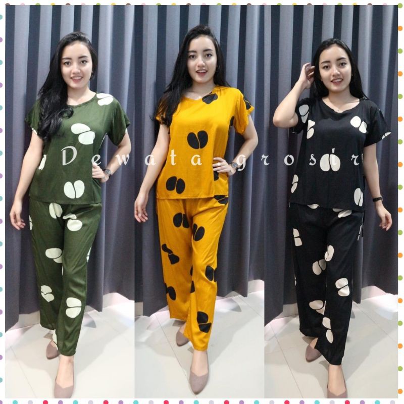 BAJU WANITA PIYAMA BAJU TIDUR SETELAN ONE SET BABYDOLL RAYON SUPER KOPI BALI ROBUSTA TERLARIS-2