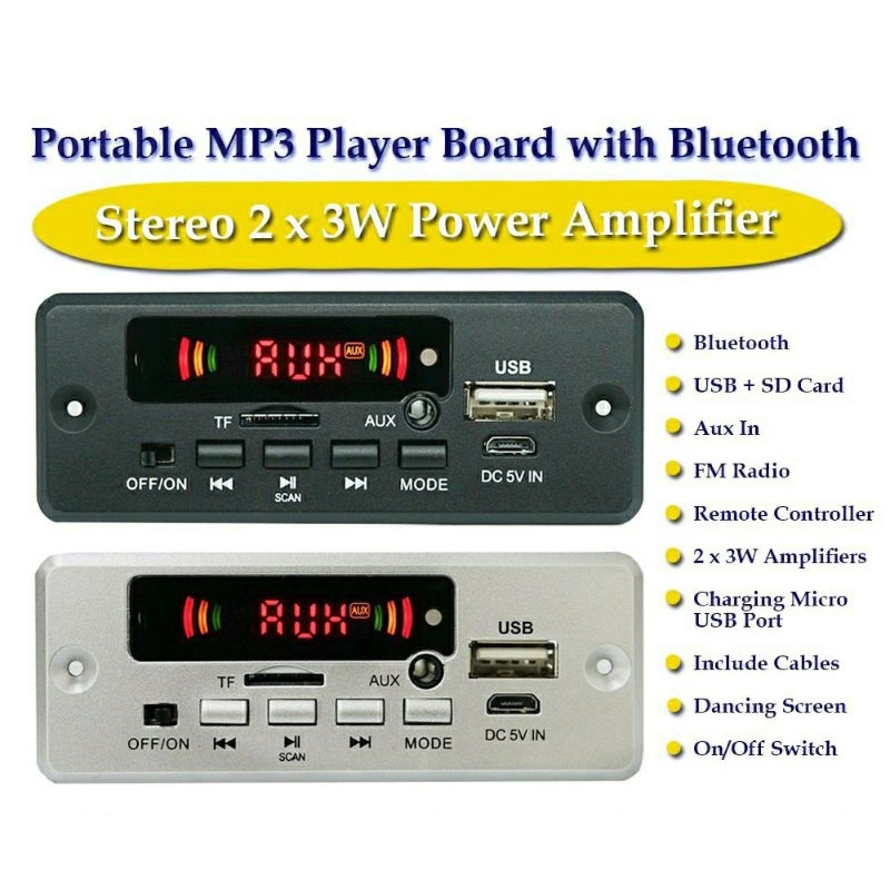 modul mp3 player  bluetooth dilengkapi amplifier 2x3w usb sdcard audio decoder music player