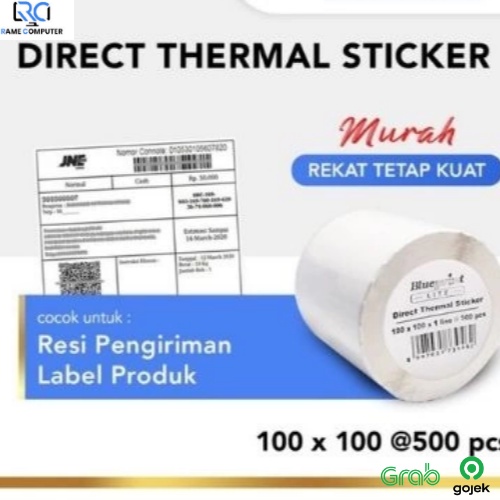 Resi Online Shop BLUEPRINT Direct Thermal Sticker 100x100 Isi 500 Label resi Alamat Shopee