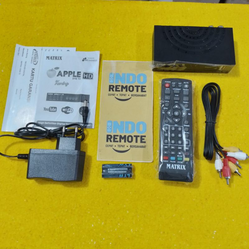 SET TOP BOX TV DVB-T2 MATRIX APPLE KUNING HD ORIGINAL