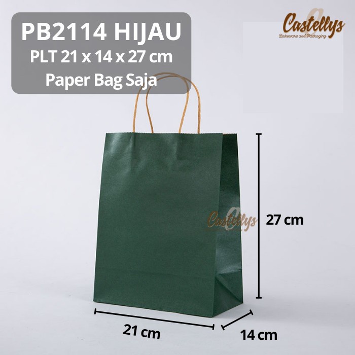 

Pb2114 GREEN 5 Pcs Paper Goodie Bag Packaging Kue Kotak Hampers Kado dll