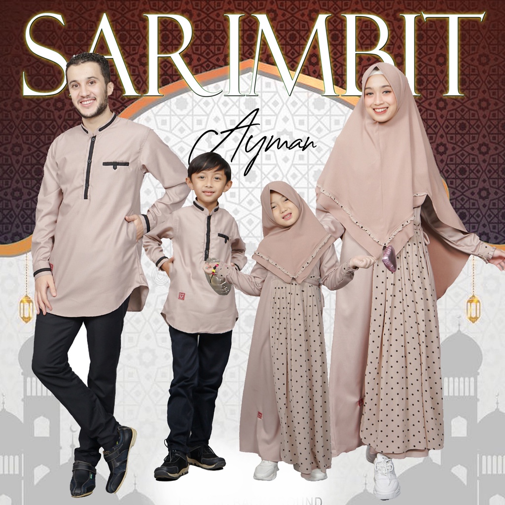 ARRA - Sarimbit Baju Busana Muslim Keluarga Couple Ayah Ibu dan Anak Family Series Ayman Warna Coklat Baju Lebaran Keluarga Terbaru