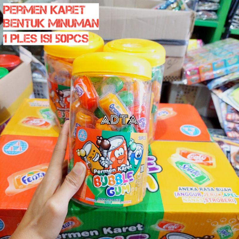 Permen Karet Bubble Gum Bentuk Botol Isi 50Pcs Aneka Rasa