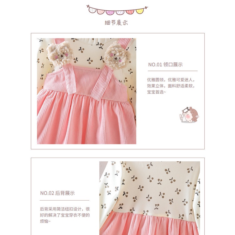 Dress Bayi Perempuan ELLE Baju Fashion Anak Bayi Perempuan 6 bulan - 3 tahun Korean Style Import