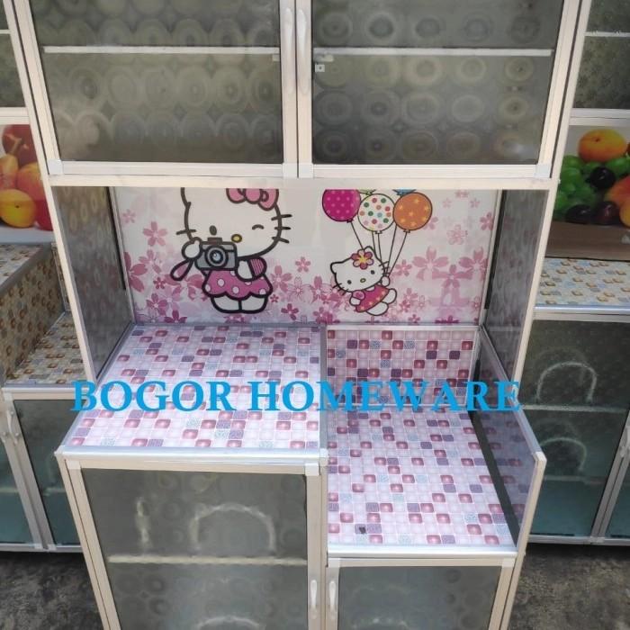 Rak (Khusus Bogor) Rak Piring Kaca Keramik 2 Pintu Mc Gambar Belakang Plat