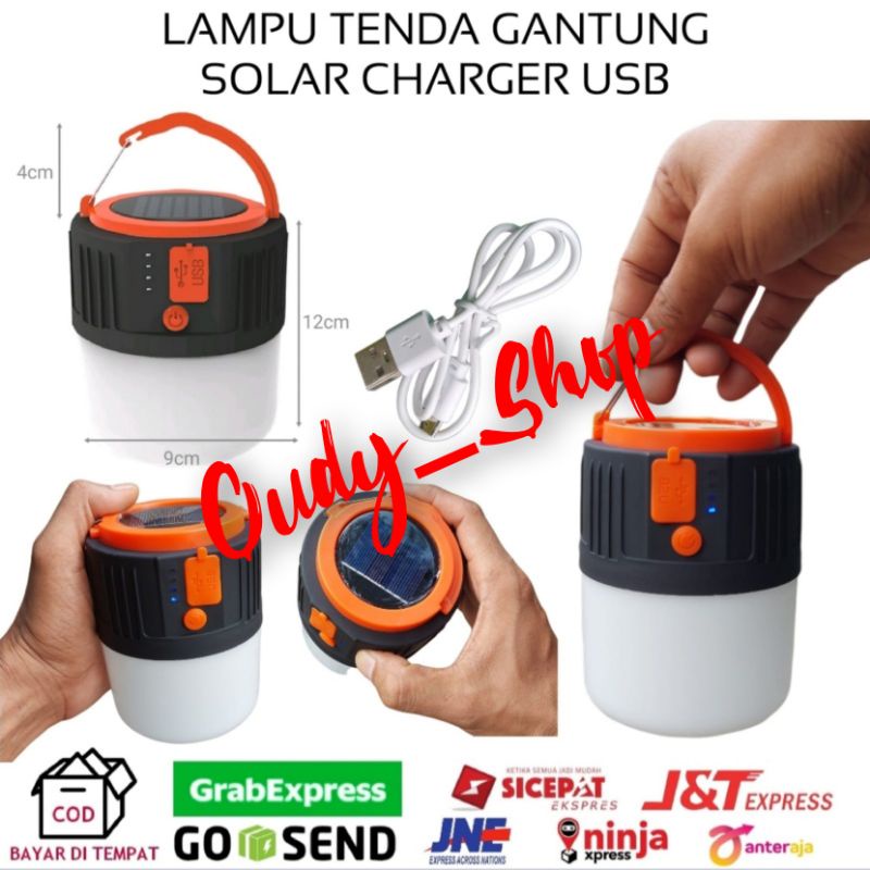 Lampu Lentera Gantung Darurat Camping Solar Charger USB