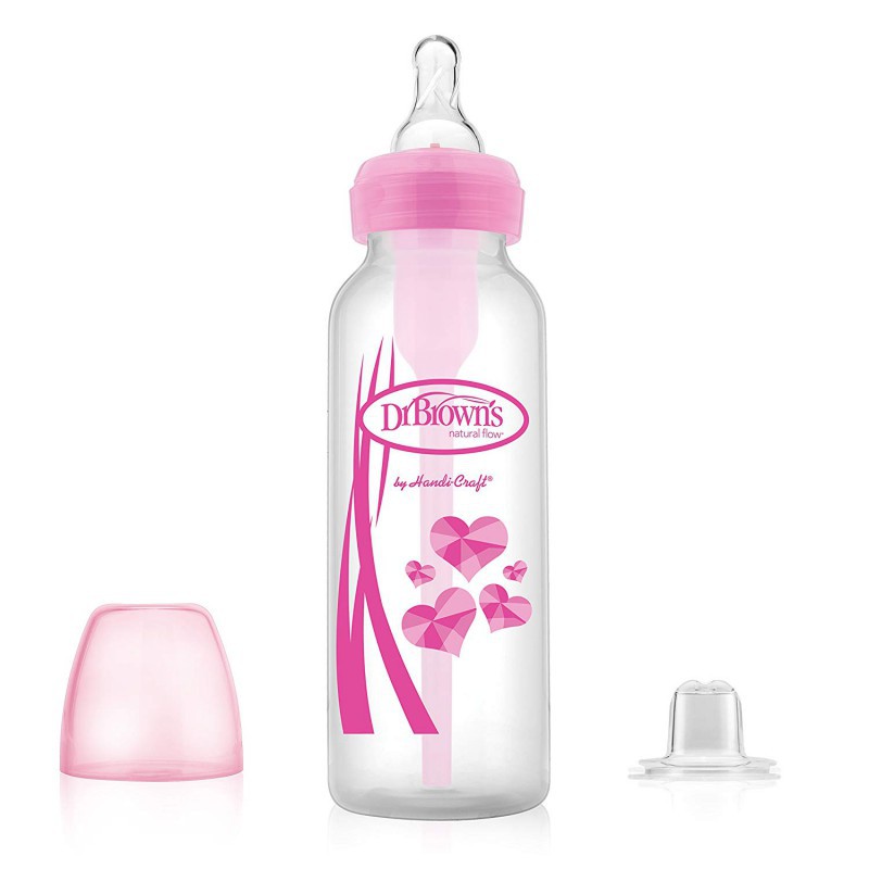 Dr. Brown's Standard Neck Bottle 2 in 1 Transition Bottle Kit 250 ml - Pink