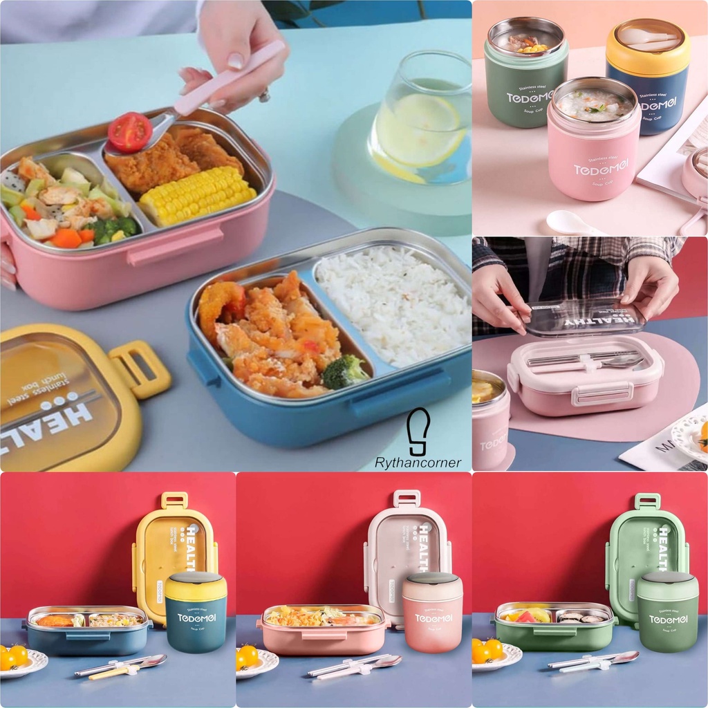 SET LUNCHBOX 850ML WITH SOUP 530ML TEDEMEI STAINLESS TDM6714/TDM6727