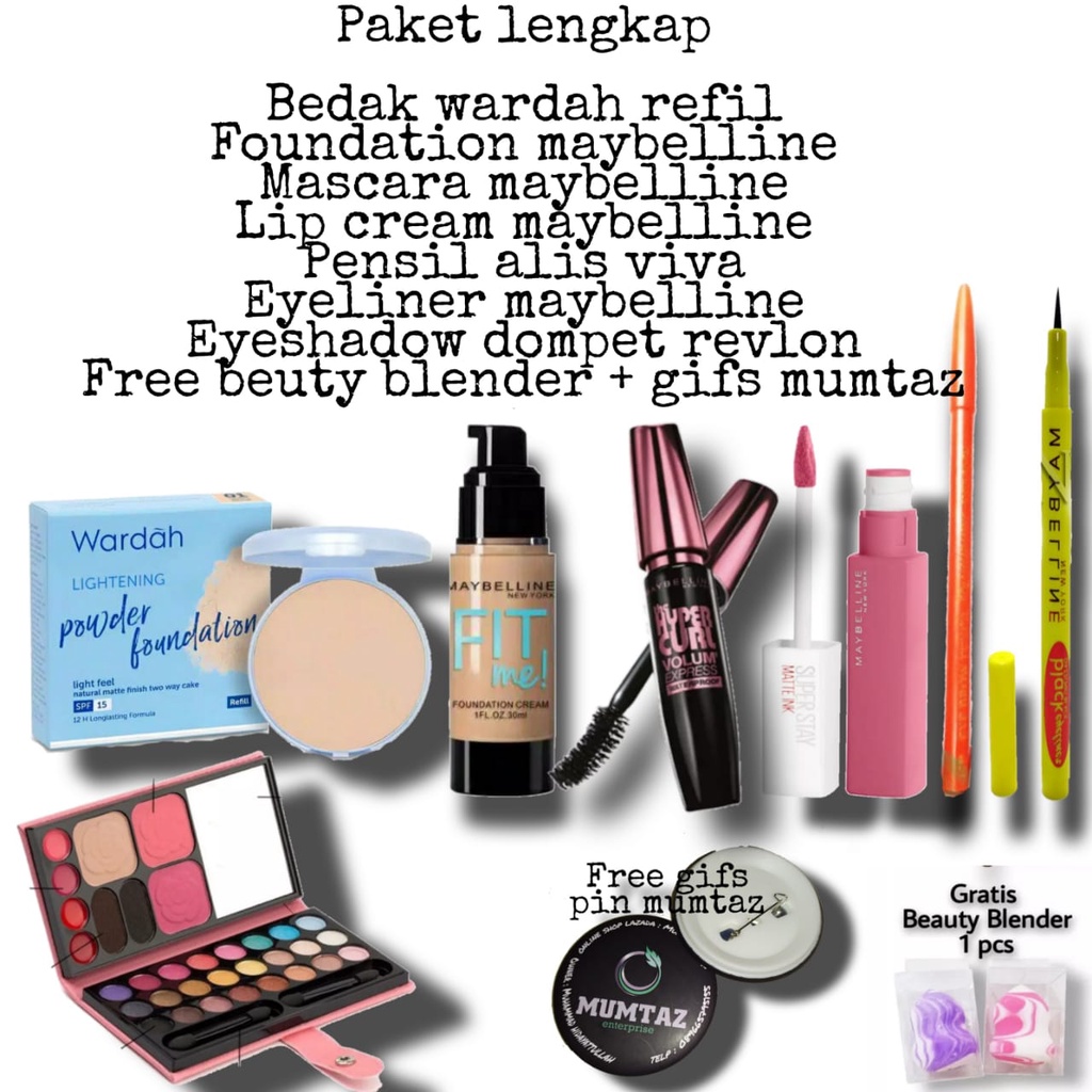 Paket kosmetik wanita murah lengkap promo super hemat make up set 7 in 1 bedak wardah refill foundat