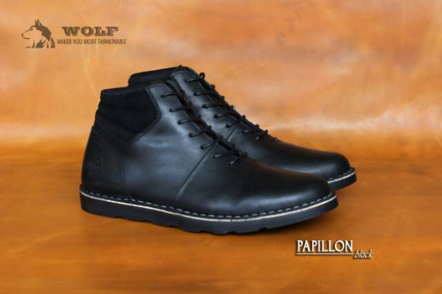 SEPATU BOOT KULIT ASLI WOLF PAPILLON ORIGINAL OUTDOOR BOOTS FULL LEATHER