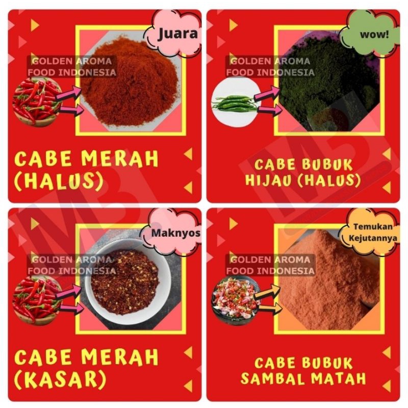 

Bubuk Cabe Halus Super Extra Pedas Asin Gurih Rasa Daun Jeruk Aida