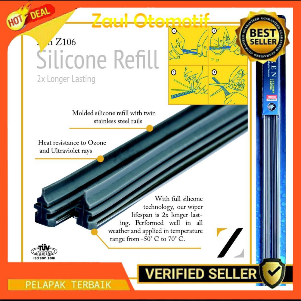 Promo Zen Silicone Wiper Refill 26 2 pcs Karet Silikon Isi Ulang Wiper