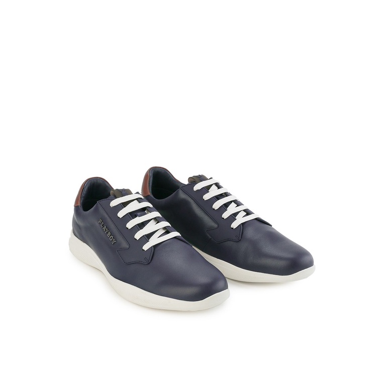 SEPATU SNEAKER PLAYBOY PRIA ORIGINAL CASUAL KETS KULIT BIRU NAVY PL09