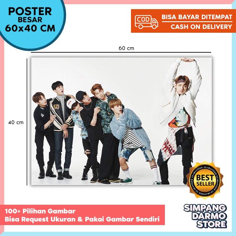 Poster Besar BTS Ukuran 60x40 cm A2 Jungkook V Jimin J-Hope Suga Jin ARMY Hiasan Dinding Pajangan