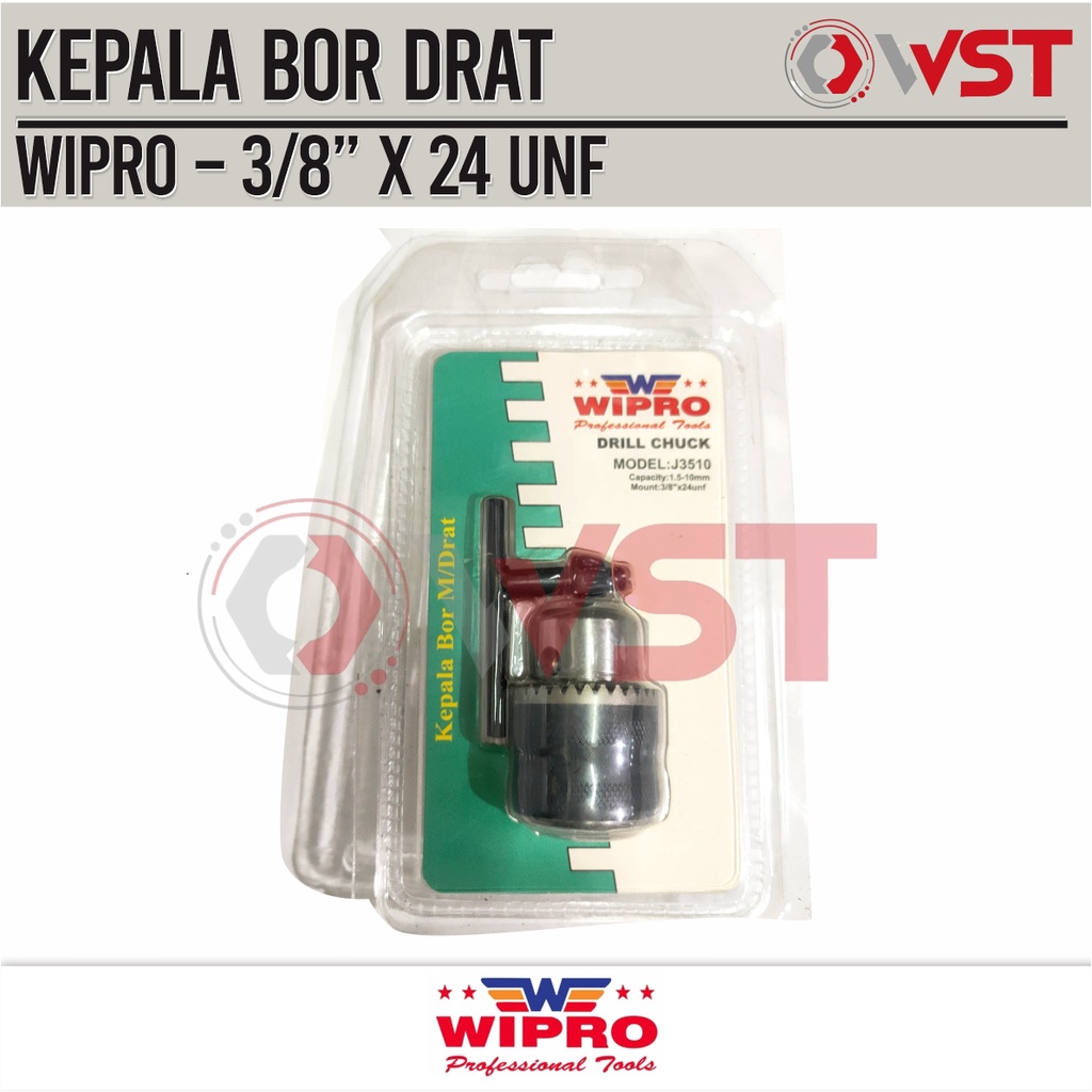 WIPRO Kepala Bor 10mm Drat 3/8" 24UNF / Kepala Bor Drat 10 mm