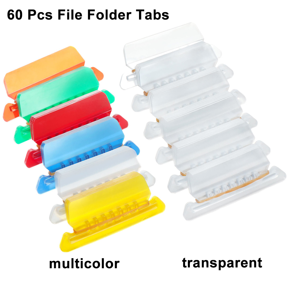 WONDERFUL Office File Folder Tabs Stationery Blank Inserts Quick Identification School DIY Documents Labels Plastic Tabs Hanging/Multicolor