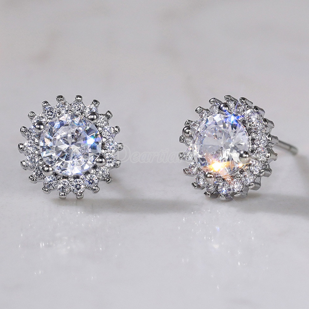 New Style Earrings Fashion Sweet Flower Zircon Earrings Women