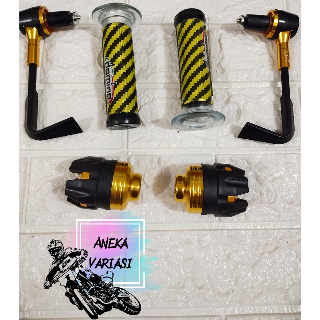 Promo paket Proguard Pelindung Stang + Handgrip Carbon Domino + Jalu As Roda Depan Universal