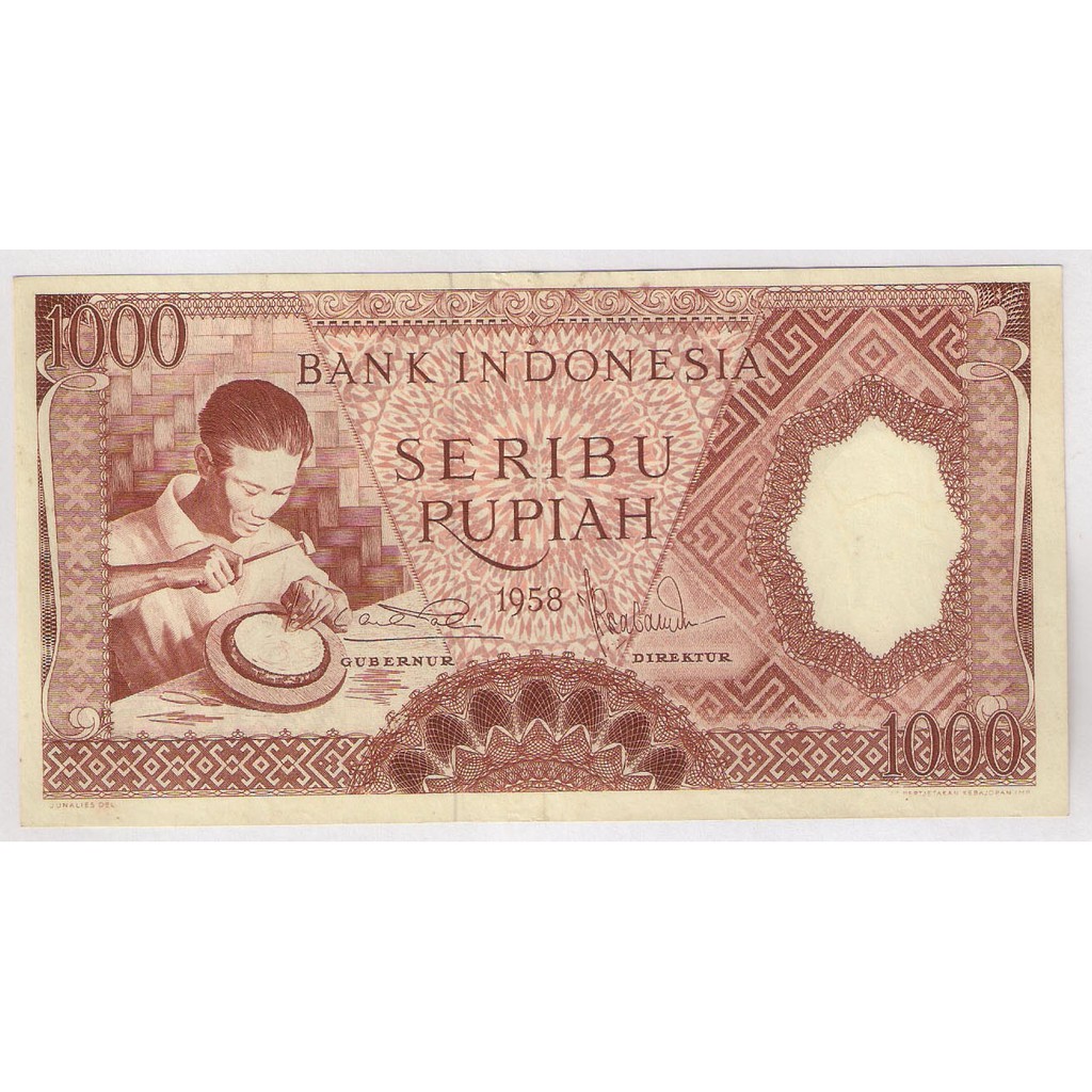 UANG KUNO LANGKA ~ 1000 rupiah merah-coklat Seri Pekerja VF