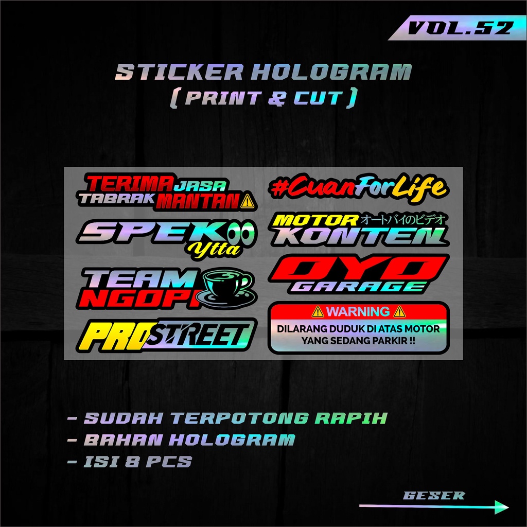 Sticker Racing Hologram Pack Print &amp; Cut Sticker Motor