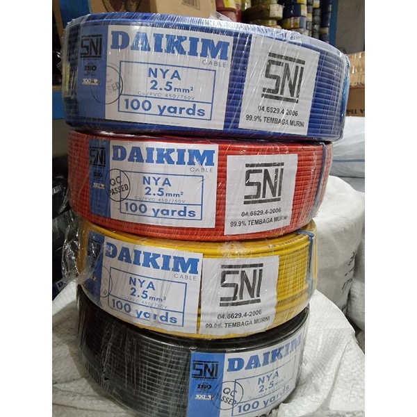 Daikim Kabel Tembaga engkel Murah NYA 2,5mm 100Yard. 90M per roll. SNI LMK