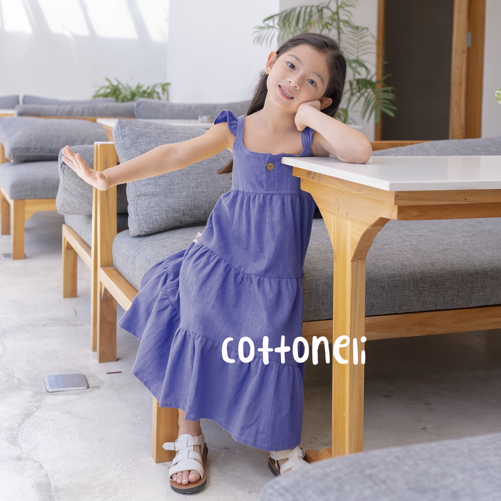 LILOU - Dress Anak Layer Tumpuk Linen Panjang