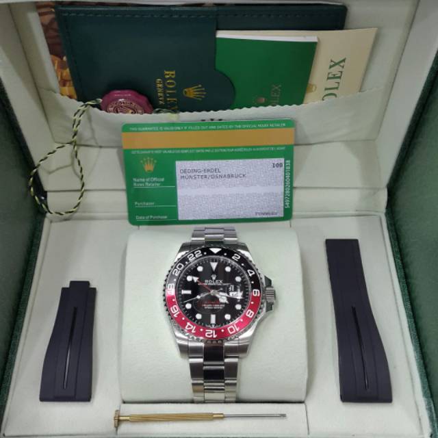 ROLEX GMT MASTER II FULL SET BOX ORIGINAL RUBBER STRAP OBENG