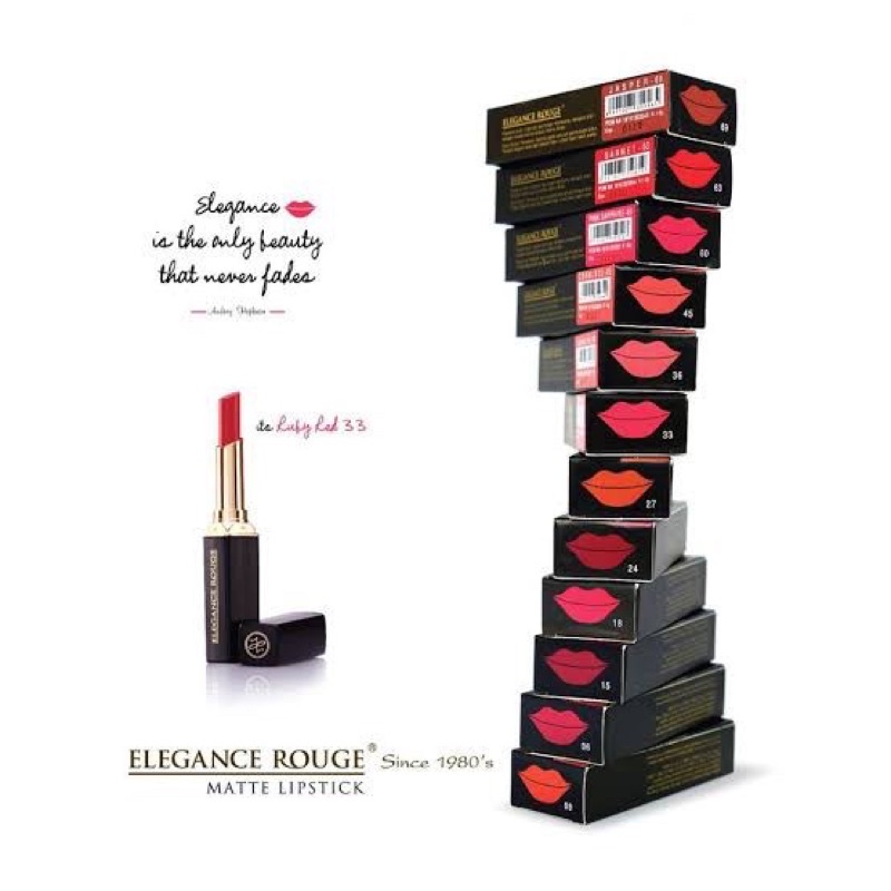 lipstick matte elegance rouge ( buy 1 free 1 small ) beli 1 gratis 1 kecil lipstik matte bpom