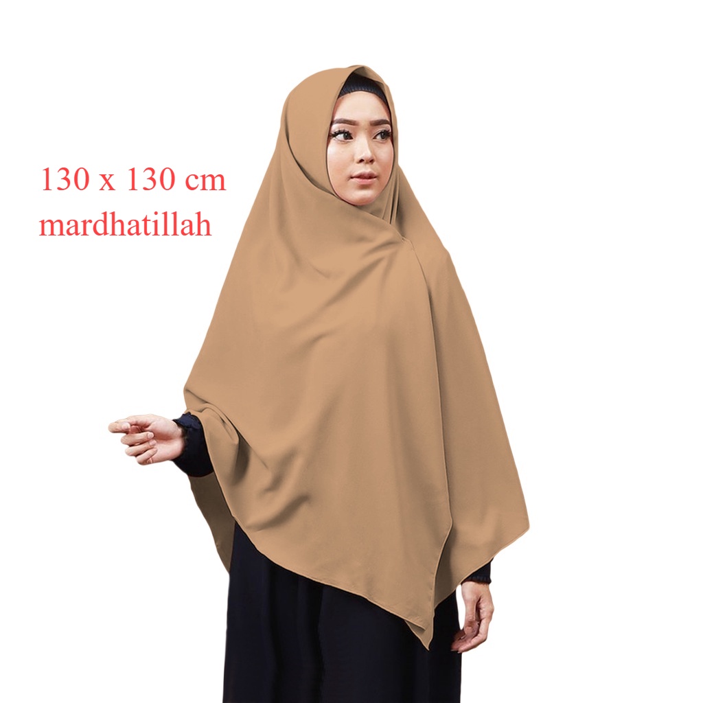 kerudung hijab segi empat bahan wolpeach wolfis premium jumbo syar'i warna coklat susu / moka / mocc