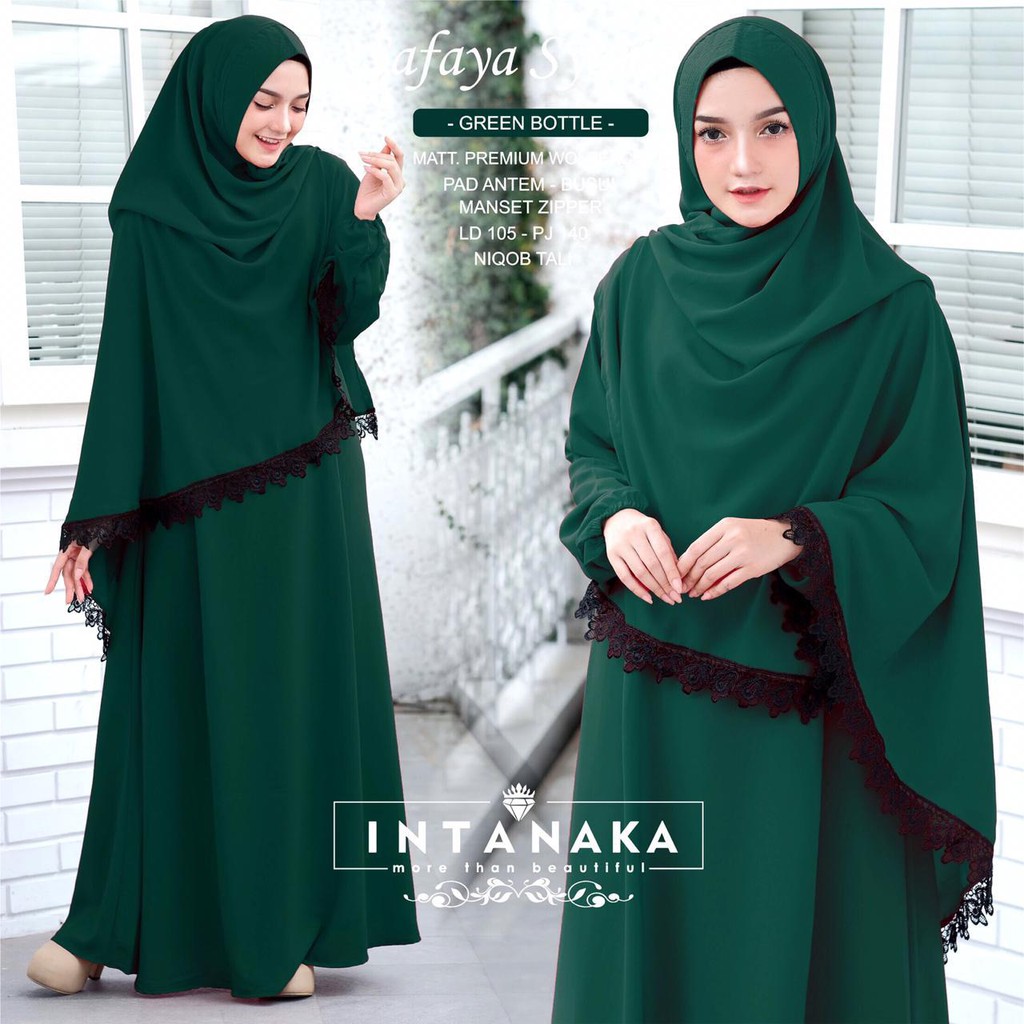 Safaya - Baju Gamis Syari Wanita Set Jilbab Cadar Busui Dress Pesta Cewek Perempuan (COD) Pet Antem