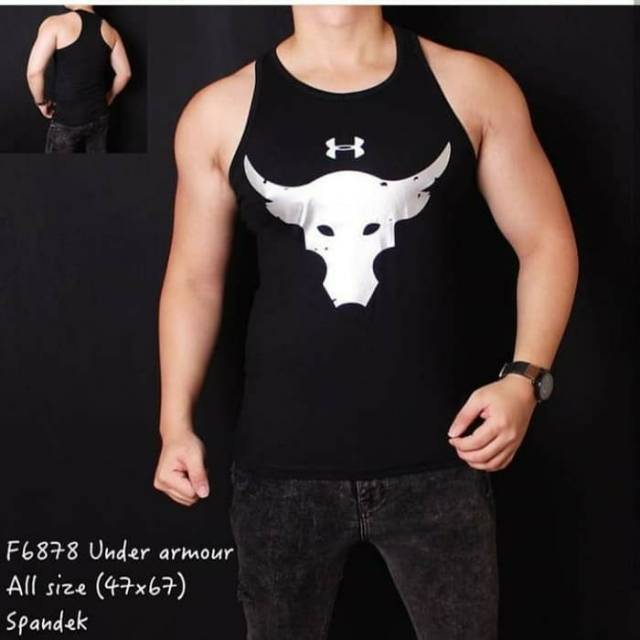 Singlet Gym Under Armour The Rock Hitam