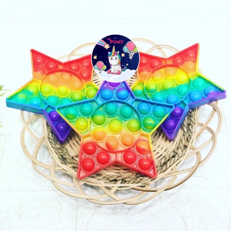 POP IT FIDGET/mainan viral tiktok/mainan pop it/mainan sensorik-Star Rainbow