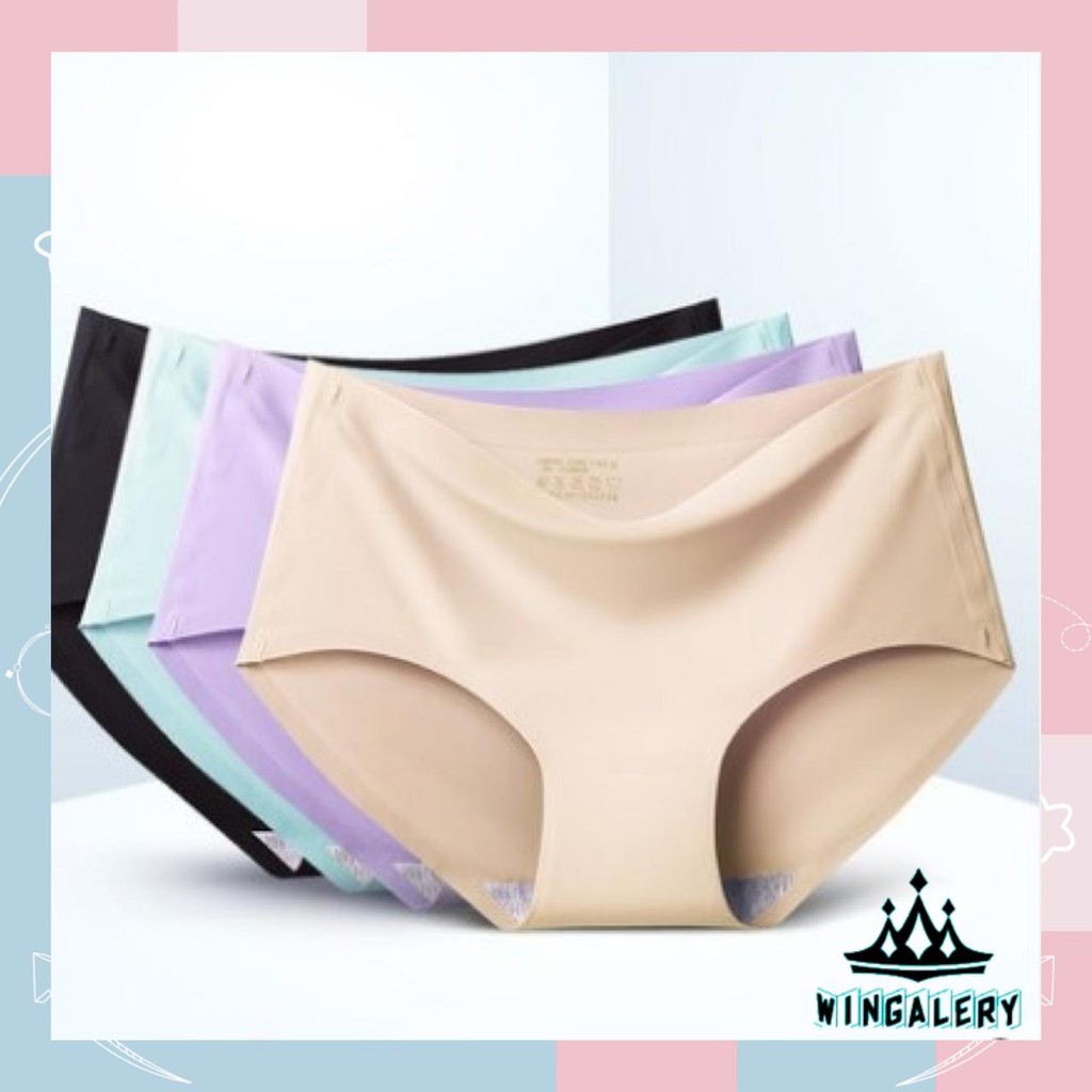 WINGALERY Celana dalam wanita model segitiga bahan ice silk seamless cd import undies - 2014