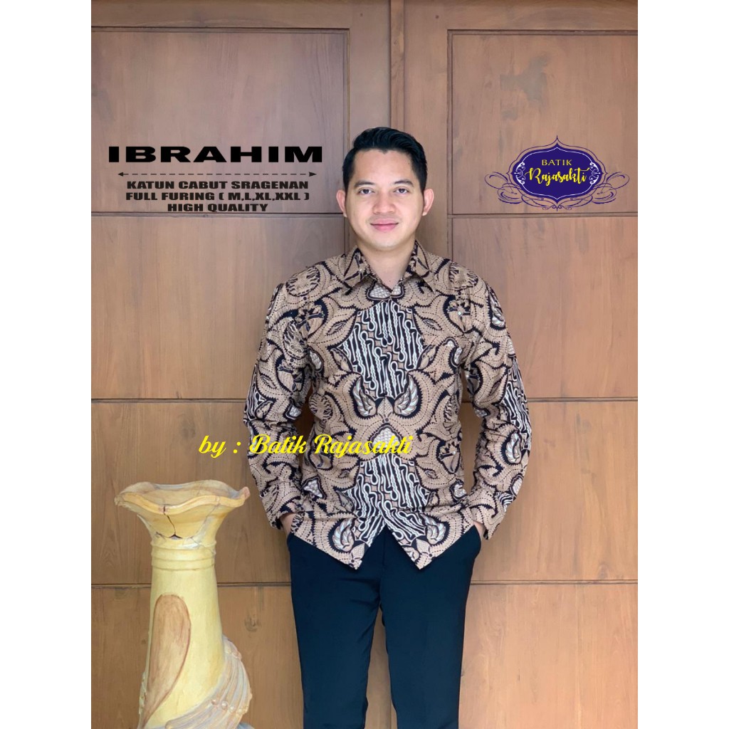 IBRAHIM Kemeja Batik Pria Lengan Panjang Katun Halus FULL FURING Rajasakti